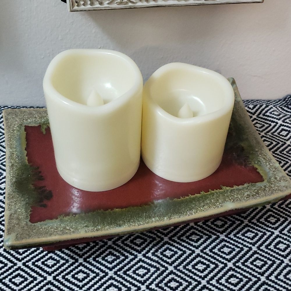 Red distressed Pillar Candle Tray - Picture 2 of 13